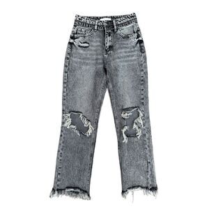 Vervet blue by flying monkey High Rise Double Waistband Mom Jeans distressed 26